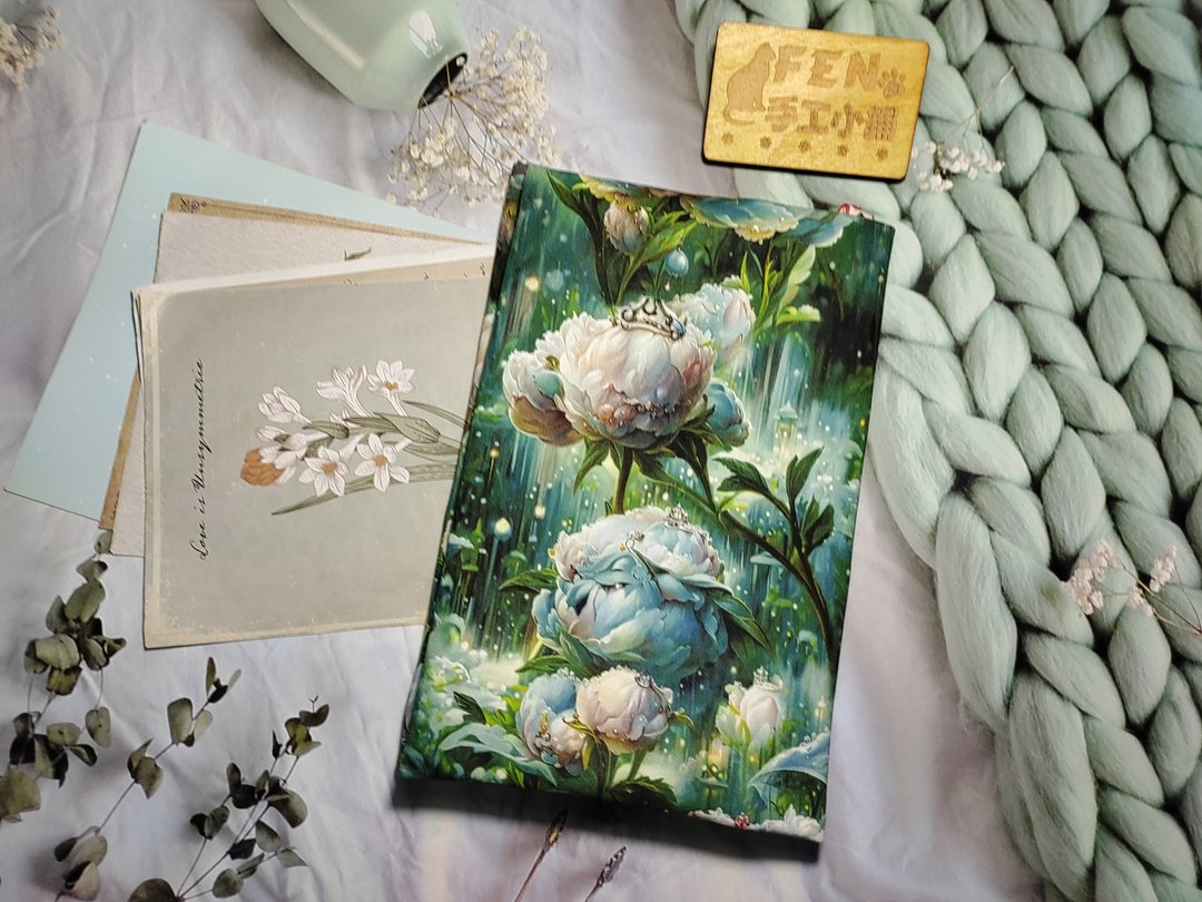 风景系列-高品质薄棉布料夏绿蒂花园布书衣-布书套-适用A5/25K - 书衣/书套 - 棉 