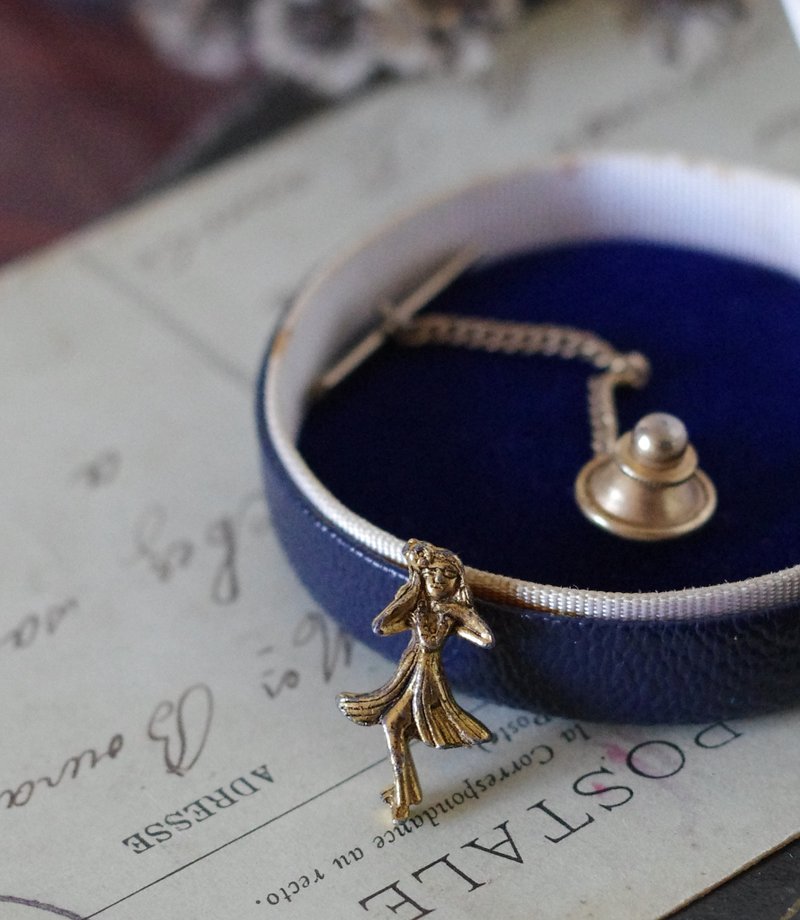 金银宝贝 古董金色夏威夷女郎别针胸针领带针 B2128 - 胸针 - 其他金属 金色