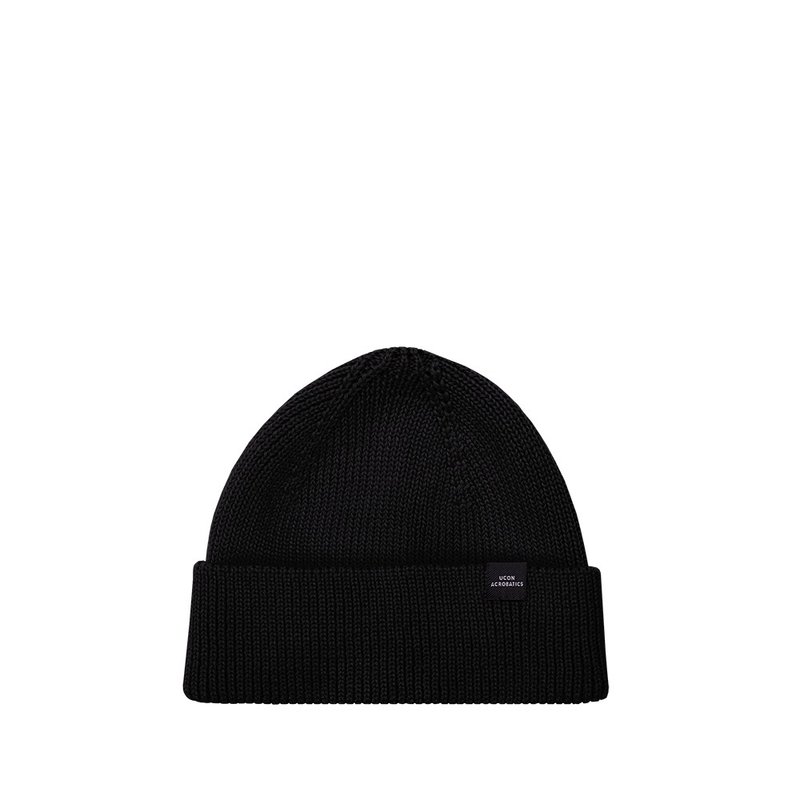 Mika Low Beanie 短版保暖反折豆豆帽 (黑色) - 帽子 - 环保材料 黑色
