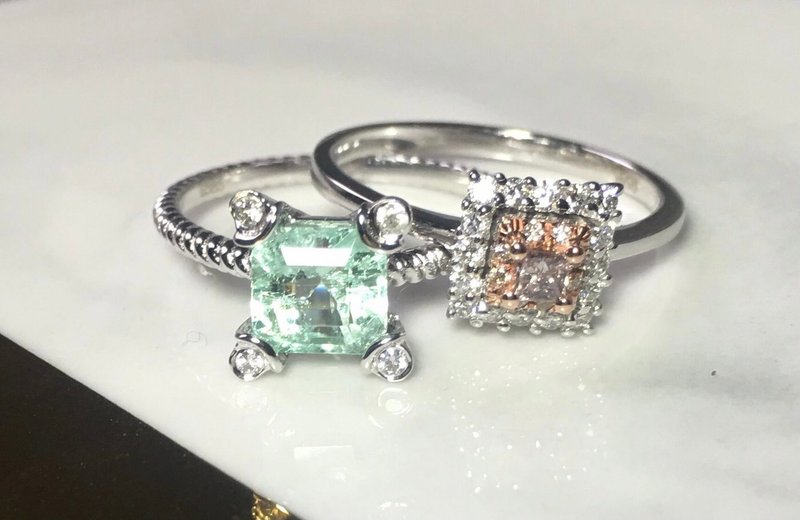 14K纯金天然粉红钻石糖果戒指 - 戒指 - 钻石 粉红色