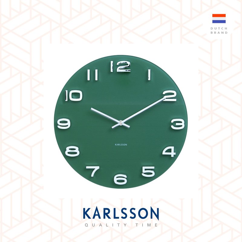 荷兰Karlsson, 圆形Vintage 玻璃绿色挂钟 - 时钟/闹钟 - 玻璃 绿色