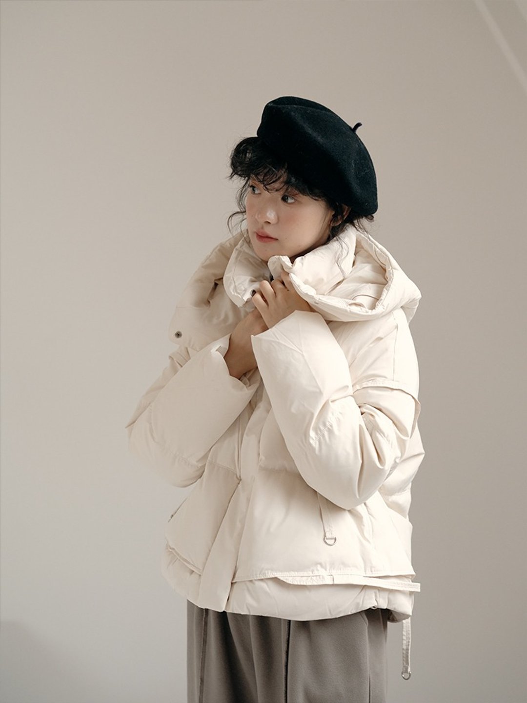 纯色短款羽绒服连帽休闲厚外套 日系风格穿搭 秋冬 - 女装休闲/机能外套 - 其他材质 多色