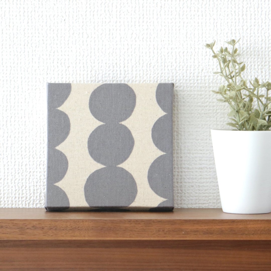 12x12cm fabric panel [Odango circle 3 rows gray] - 墙贴/壁贴 - 棉．麻 