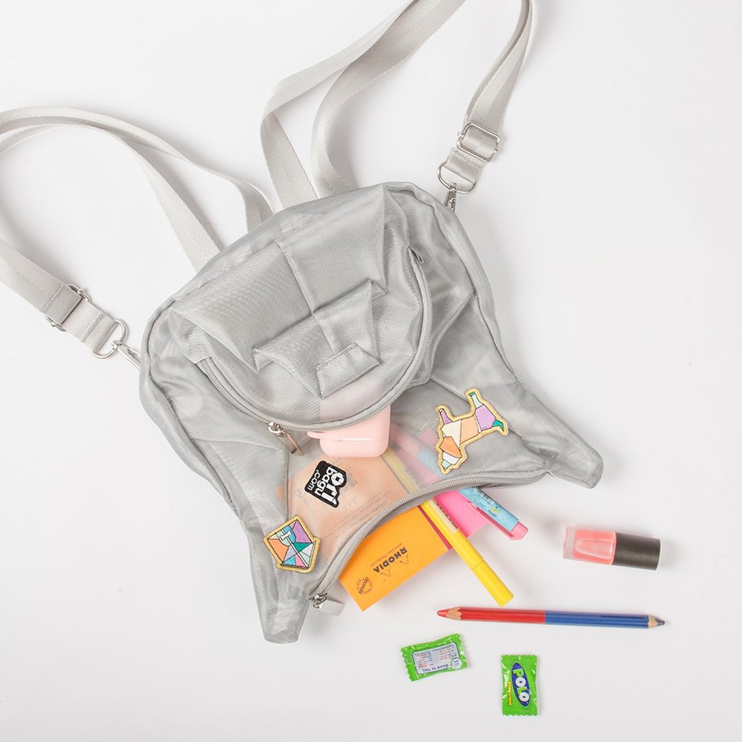 Silver mesh bulldog mini bag - 侧背包/斜挎包 - 其他人造纤维 银色