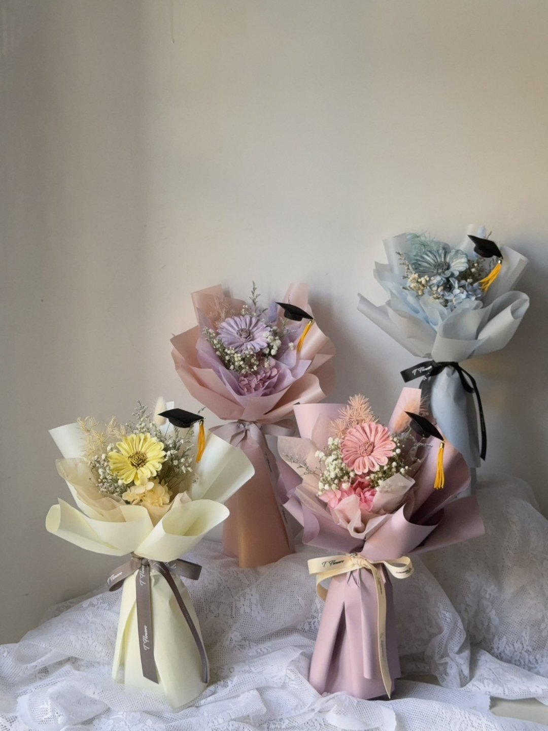 帽子花花/毕业花束/干燥花束 - 干燥花/捧花 - 其他材质 黄色