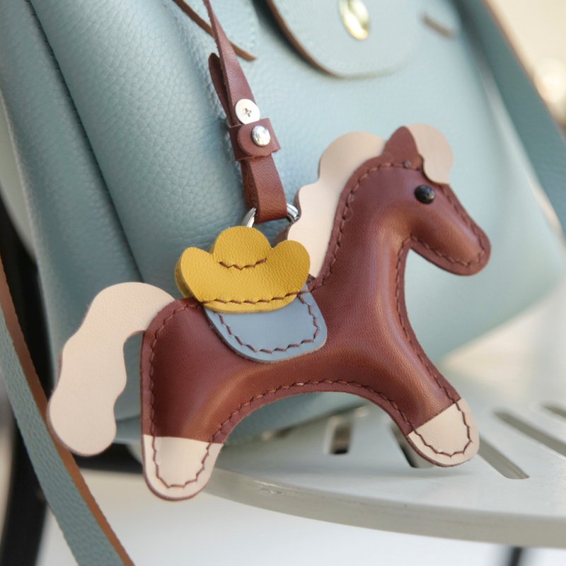 【 马上有钱】皮革卡通公仔小马挂件 包包吊饰 车挂 定制礼物 - 吊饰 - 真皮 