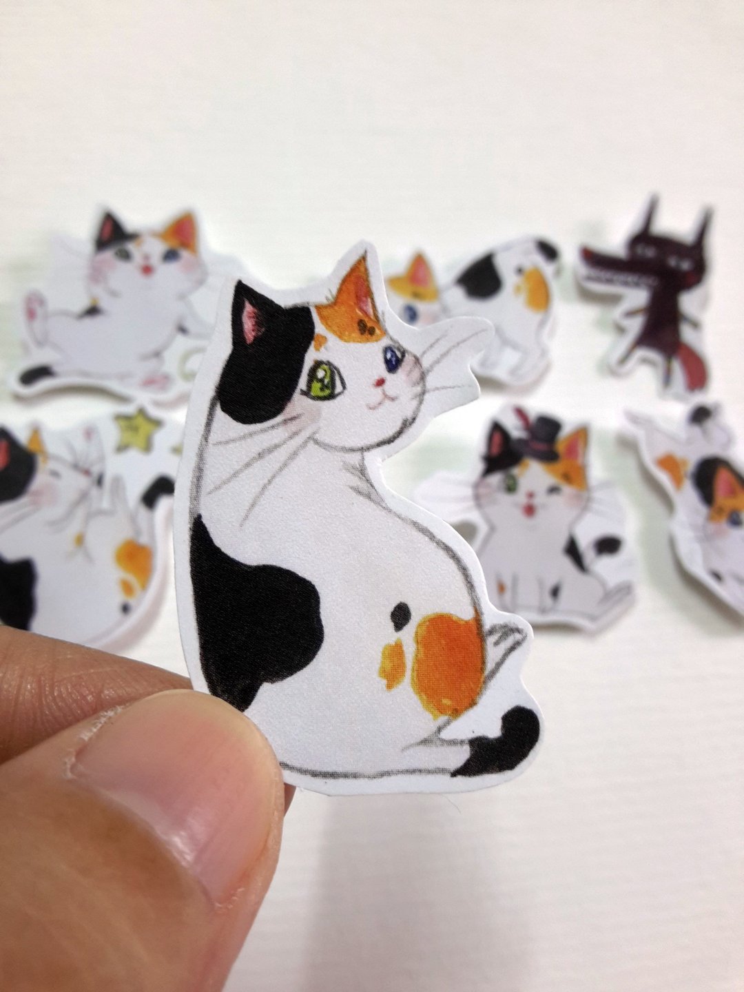三花猫吉娜贴纸-七入一组 - 贴纸 - 纸 橘色