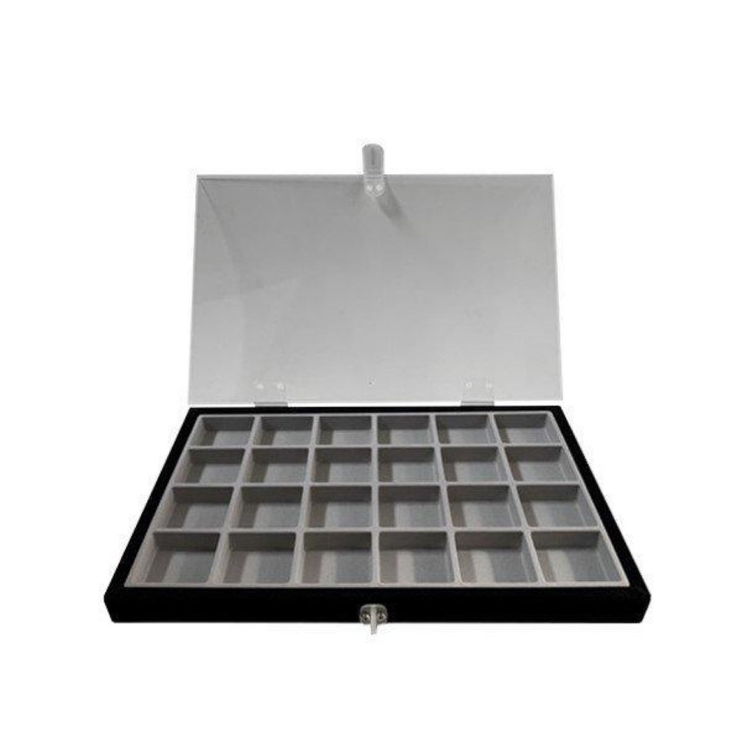 Loose case 24-square tray with Acrylic lid - 收纳用品 - 压克力 黑色
