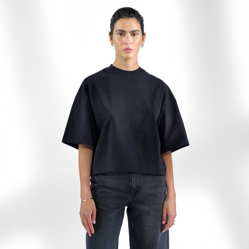 Bread & Boxers Heavy T shirt 率性宽版纯棉T恤 - 黑 - 女装 T 恤 - 棉．麻 黑色