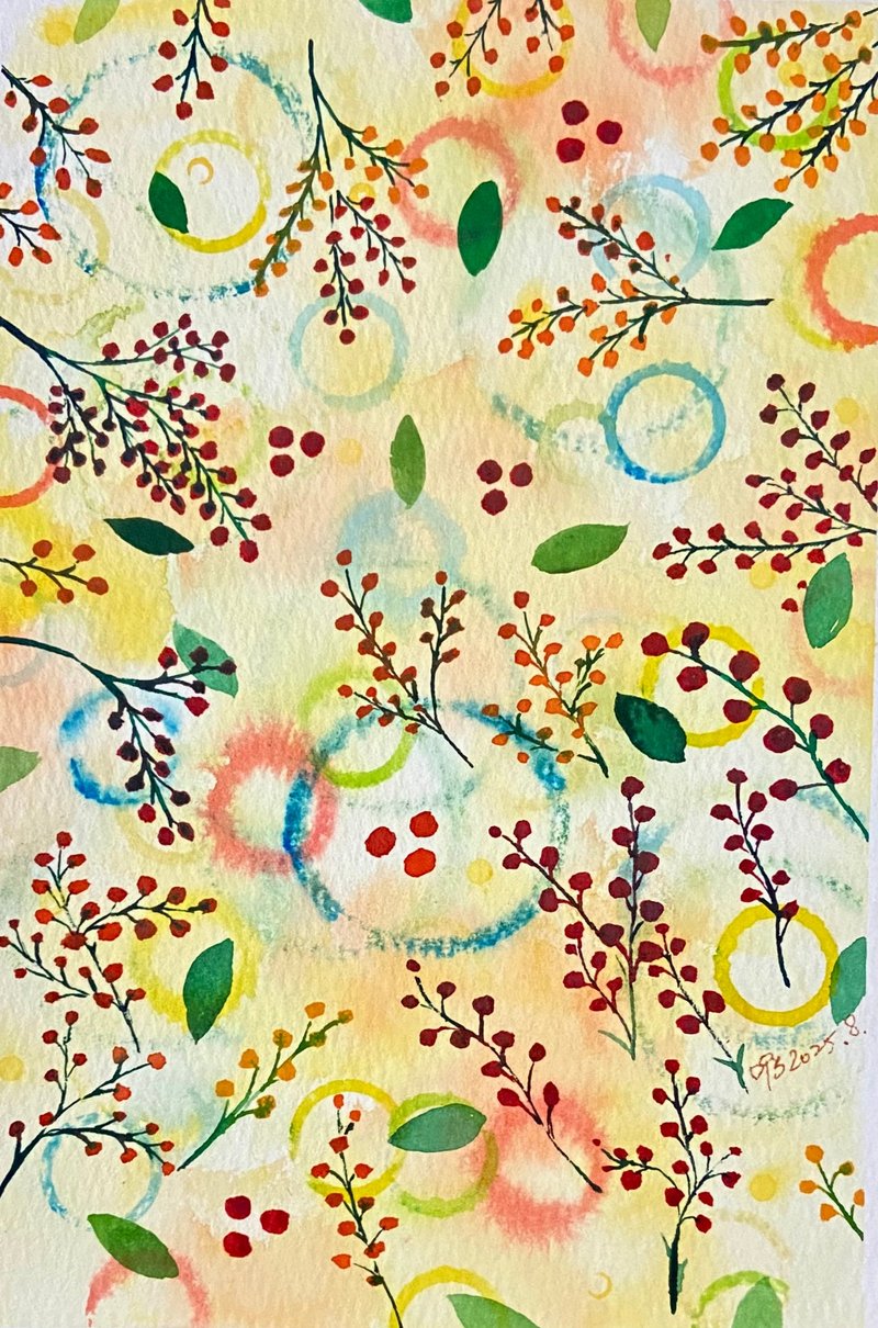 花草系列-粉红泡泡 (13X19cm) 水彩画/裸画无框 - 摆饰 - 纸 白色