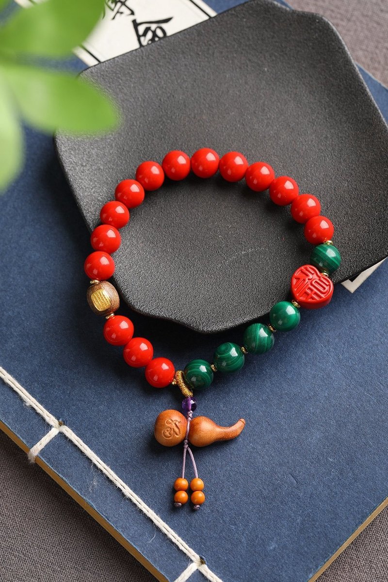 天然原矿朱砂帝王砂单圈手链 朱砂含量高达95%以上 - 手链/手环 - 宝石 