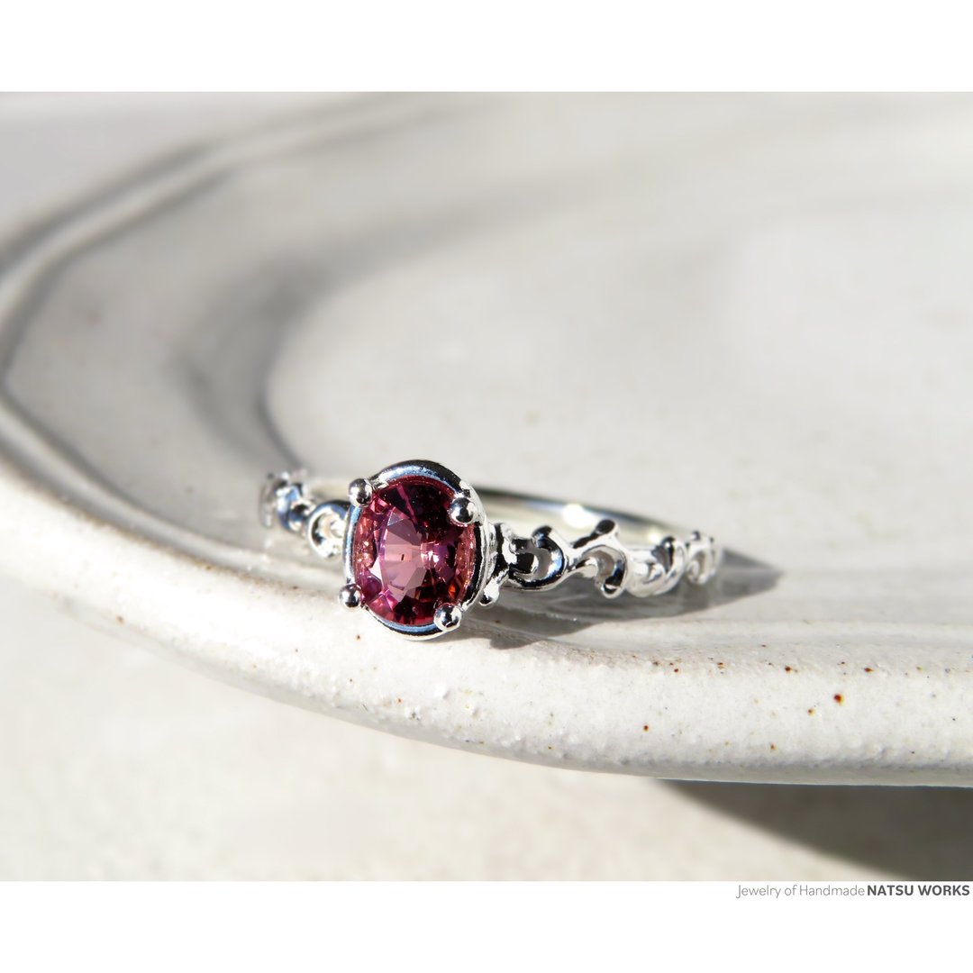 粉红碧玺戒指 / Gem and Botanical Pink Tourmaline Ring 220 - 戒指 - 宝石 红色