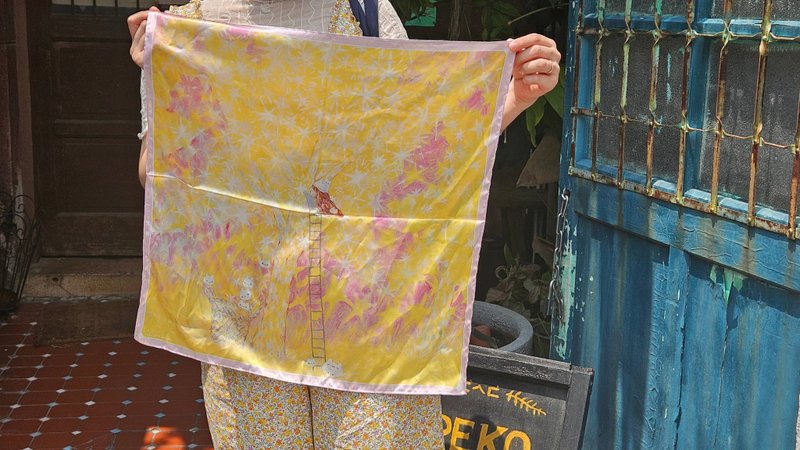 suyu插画丝巾-收集星星的路上 - 丝巾 - 聚酯纤维 粉红色