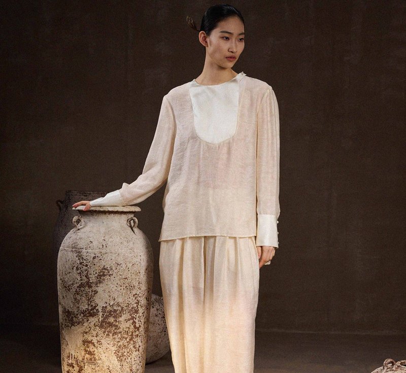 【生白天丝】新中式复古 高级感衬衫 - 女装衬衫 - 其他材质 多色