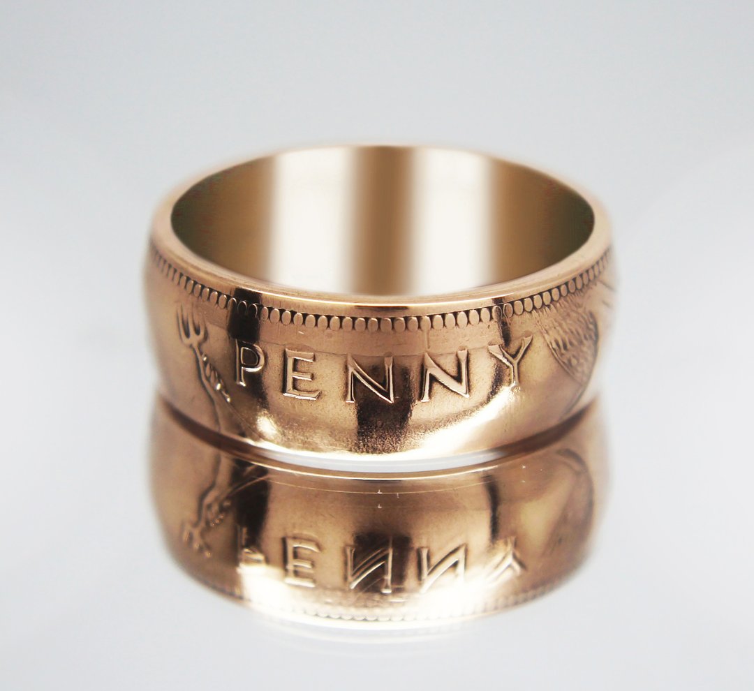 Great Britain Coin Ring 1 penny 1967 coin rings for men coin rings for women - 戒指 - 其他金属 