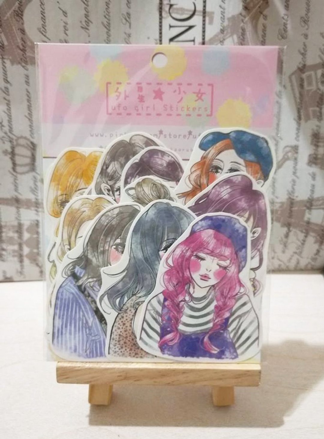 杂志少女 贴纸组 - 贴纸 - 纸 粉红色