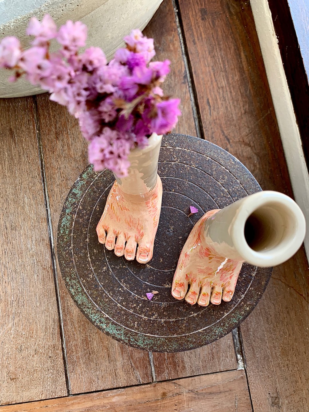 Ceramic Feet Vase - 花瓶/陶器 - 陶 粉红色