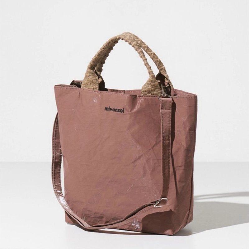 【Pinkoi 线下活动预购商品】Miyansol皱皱迷你托特包-H.甜藕粉 - 侧背包/斜挎包 - 纸 粉红色