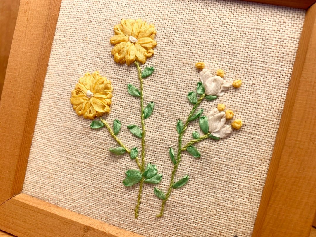 Petals缎带刺绣DIY材料包/雏菊 - 编织/刺绣/羊毛毡/裁缝 - 聚酯纤维 