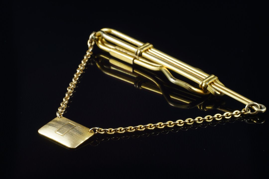 【C'est Cufflinks】美制古着银色链式领带夹 - 袖扣 - 其他金属 金色