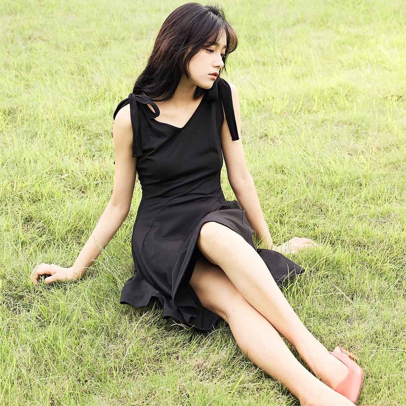 安妮陈2017夏装新款女士系带V领连身裙洋装 - 洋装/连衣裙 - 其他材质 