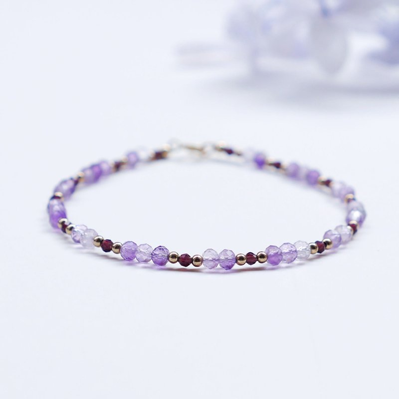 紫水晶 美国14KGF 极细天然石手链 I招贵人 I开智 - 手链/手环 - 水晶 