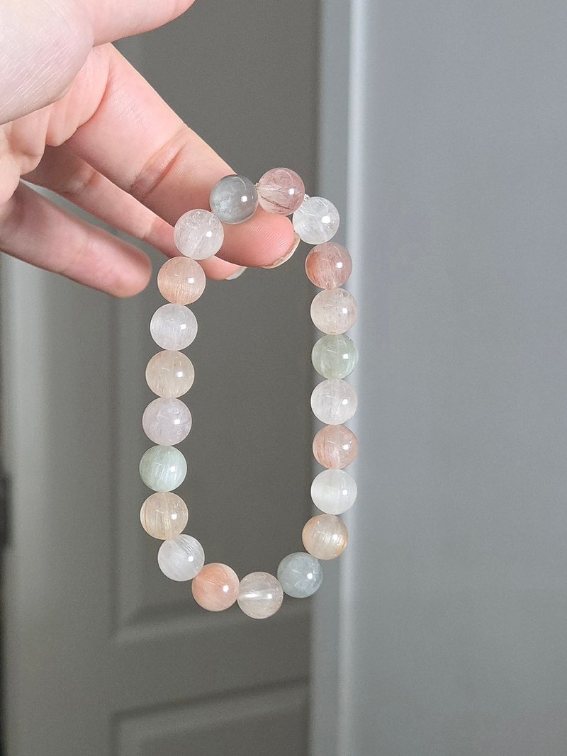 小精品 猫眼顺发粉蓝彩兔毛 兔毛水晶9+mm水晶手链 - 手链/手环 - 水晶 多色