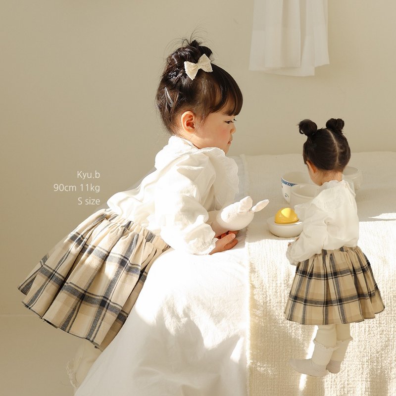 复古格纹婴儿棉质半身裙 - 童装裙 - 棉．麻 多色