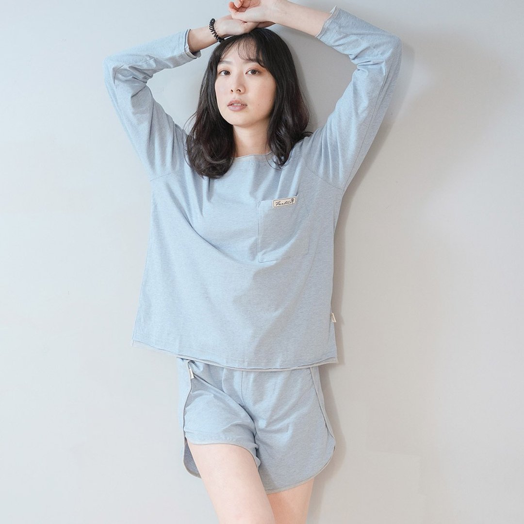 GOTSMIT有机棉显瘦长腿居家服-蓝底灰 - 居家服/睡衣 - 棉 蓝色