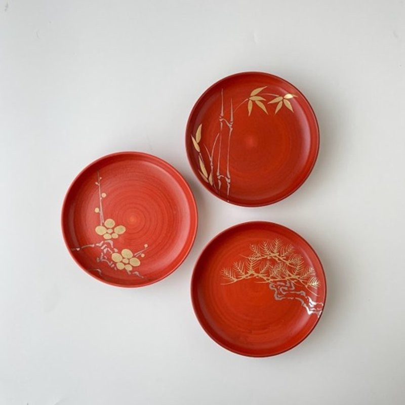 朱砂金银彩绘圆形4寸盘【共3种，请选择】 - 浅碟/小碟子 - 陶 