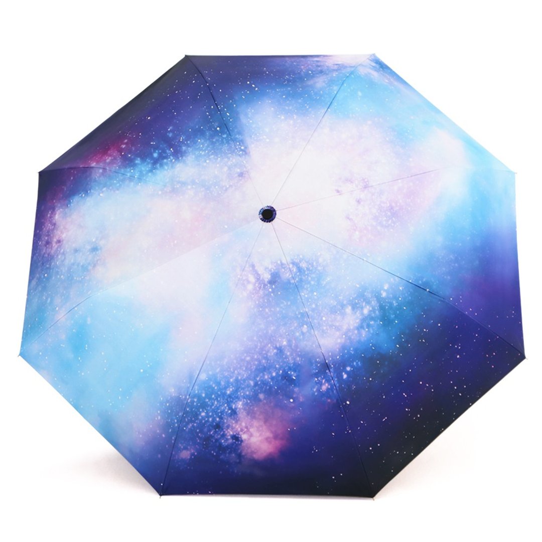 【TDN】自然光超轻易开收三折伞黑胶抗UV晴雨伞(星空蓝) - 雨伞/雨衣 - 防水材质 蓝色