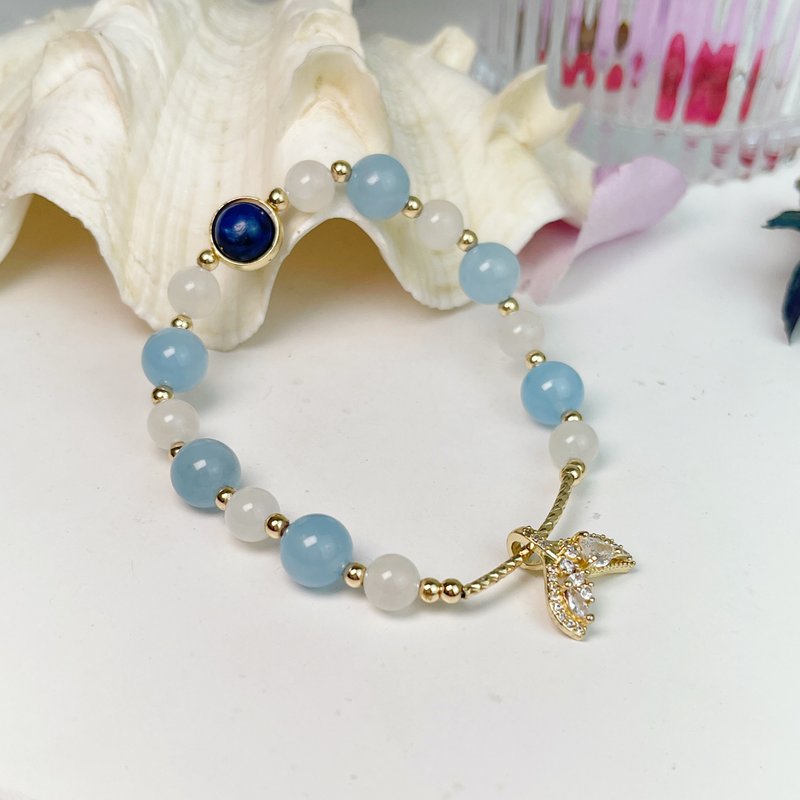 沟通/稳定/思考-月光海蓝宝水晶手链 - 手链/手环 - 水晶 