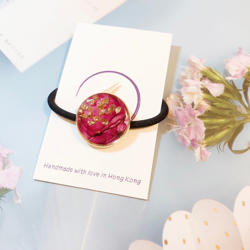 酒精墨水艺术髪圈 - 发饰 - 其他材质 红色