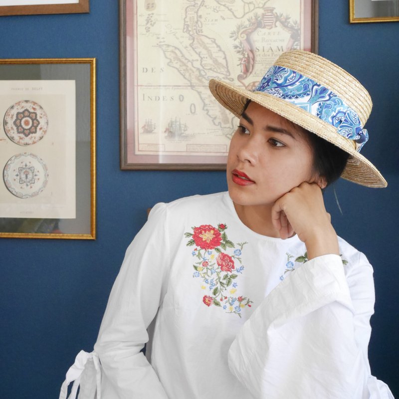 Beach style straw hat 3 designs available - 帽子 - 其他材质 蓝色