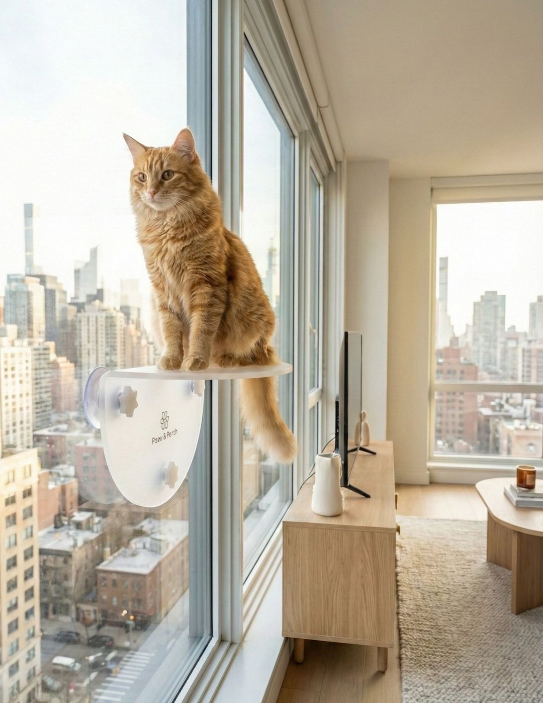 班戟猫跳台 - 窗用猫跳台吸盘系列 - 抓板/跳台 - 环保材料 透明