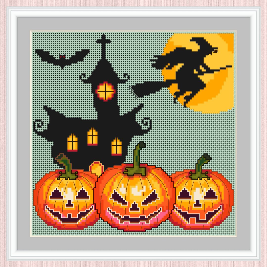 Halloween Cross Stitch Pattern | Digital PDF Halloween Pumpkins Pattern | - 手工艺教程/工具书 - 其他材质 