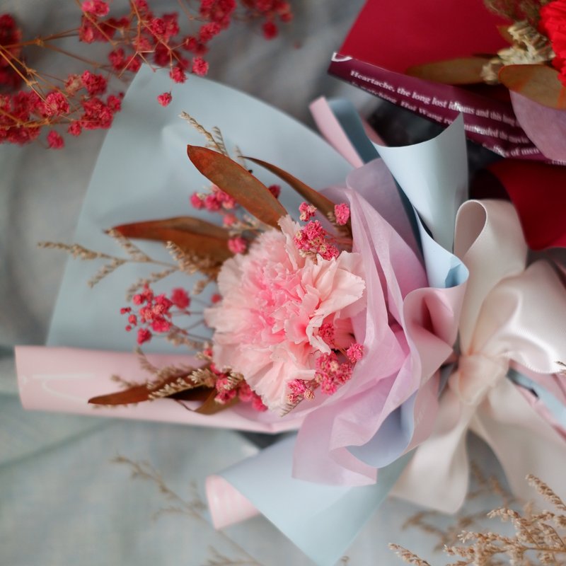 未完待续 | 粉色 不凋康乃馨 干燥花 母亲节 长型花束 现货+预购 - 干燥花/捧花 - 植物．花 粉红色