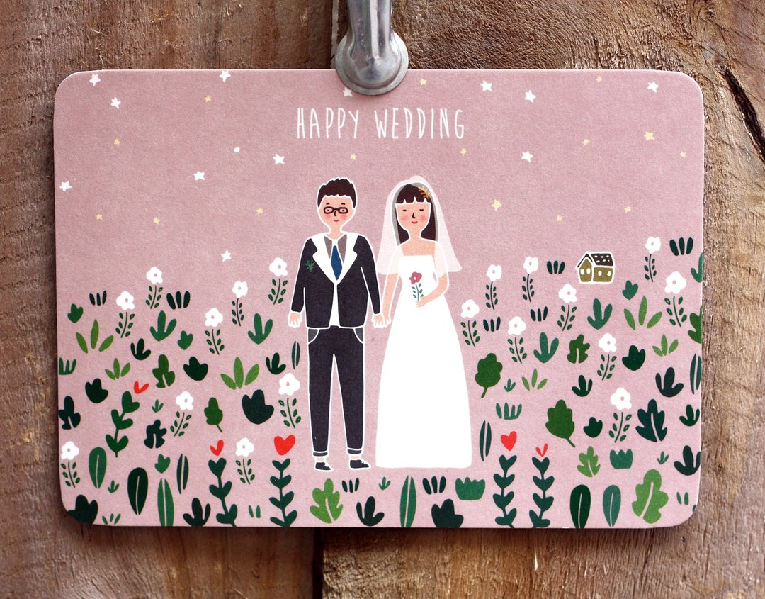 明信片-Happy Wedding - 卡片/明信片 - 纸 多色