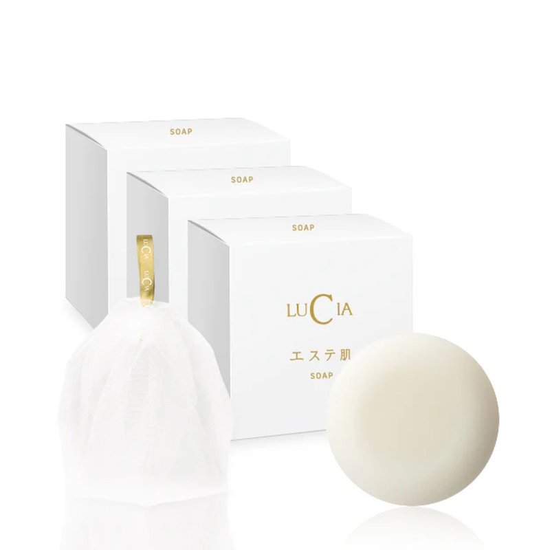 【LUCIA】日本沙龙级肌肤洗颜皂 三入组(附起泡网) - 脸部清洁/卸妆用品 - 其他材质 白色