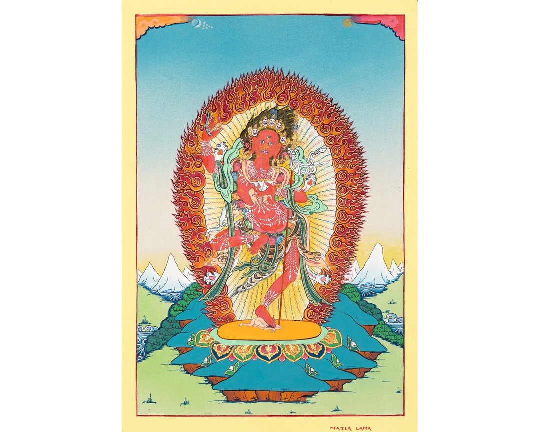 神圣多杰法摩绘画——冥想与智慧墙饰 - 墙贴/壁贴 - 其他材质 橘色