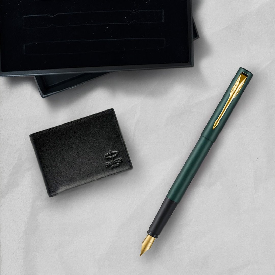 PARKER 派克 威雅XL系列 潮水绿 钢笔 F尖 牛皮短夹礼盒 免费刻字 - 钢笔 - 其他金属 绿色