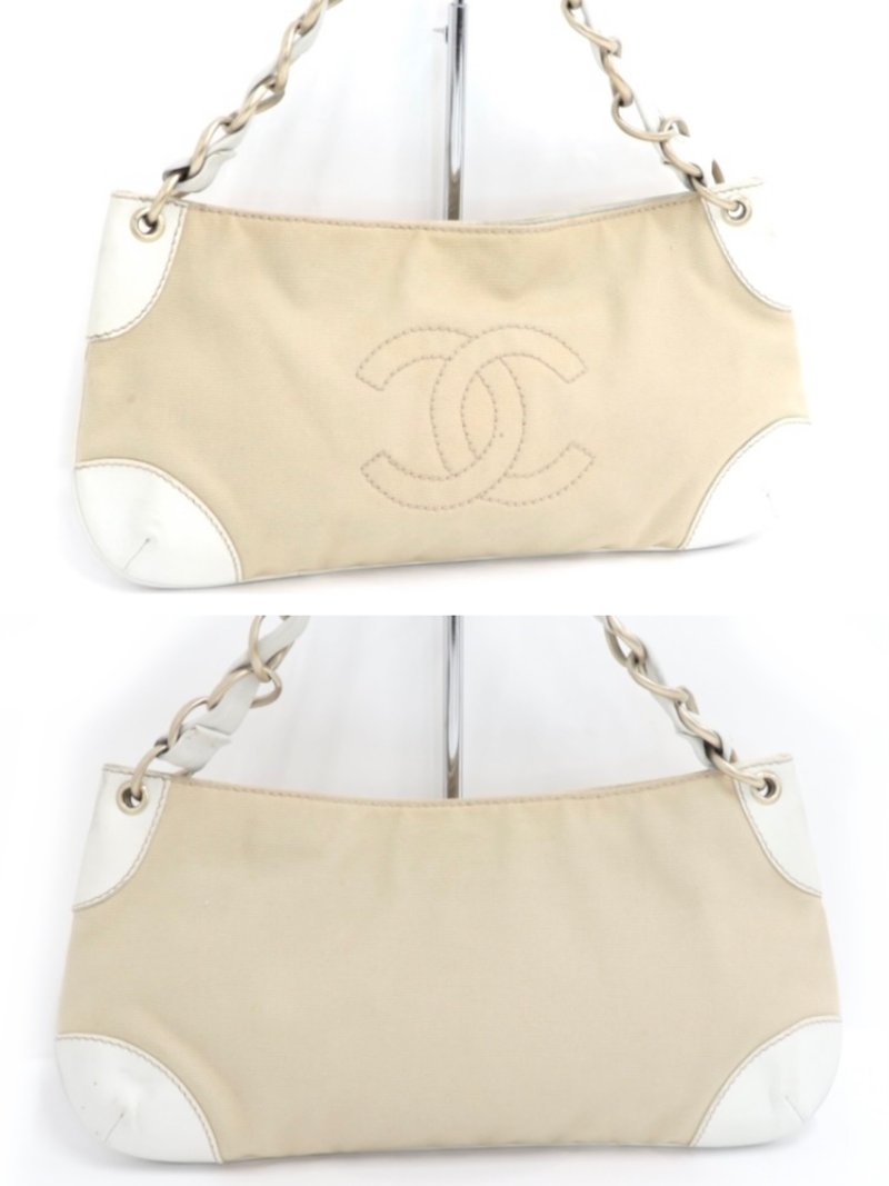 【附尘袋】中古二手Chanel经典米白单肩链条包腋下手袋侧背孭背 - 侧背包/斜挎包 - 其他材质 白色