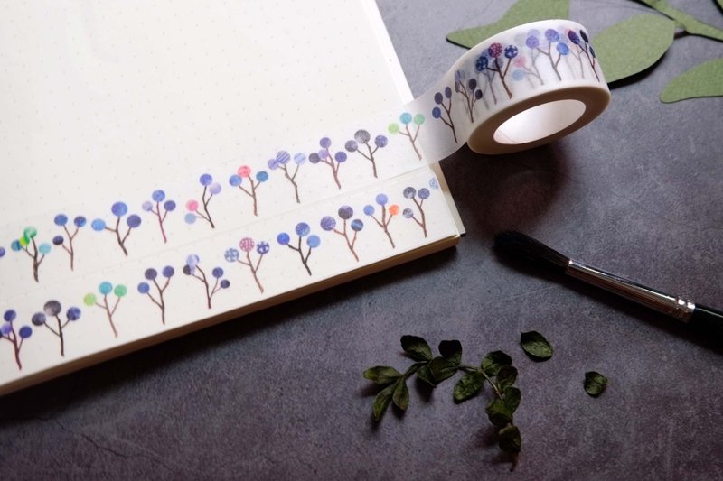 厚叶石斑木 日本和纸 宽版纸胶带 - 纸胶带 - 纸 蓝色