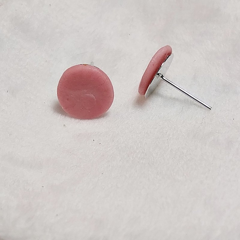 Bologna Earring Handmade Air Dry Clay Eco Friendly Stainless Hook - 耳环/耳夹 - 粘土 粉红色