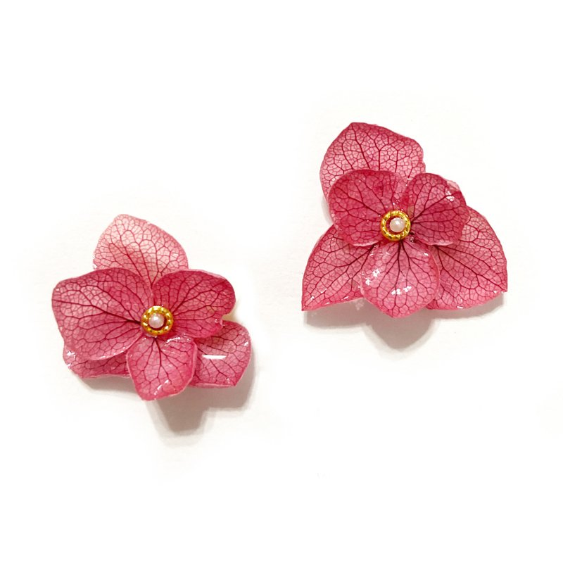 日本树脂绣球花立体耳环.耳夹.耳针 - 耳环/耳夹 - 植物．花 粉红色