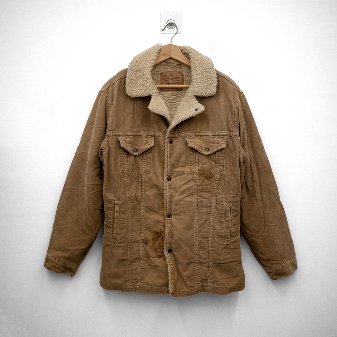 levi's 71605 卡其色 羊毛 灯芯绒 骑士外套 古着 二手 - 男装外套 - 棉．麻 卡其色