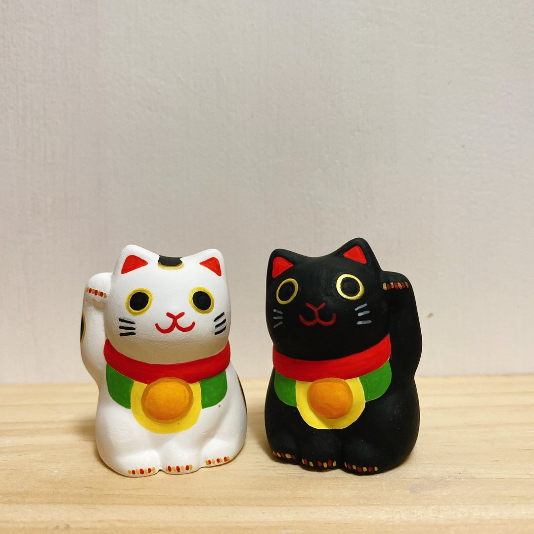 扩香石 | 缘起物系列 | 手绘 黑白招财猫猫 - 香薰/精油/线香 - 其他材质 