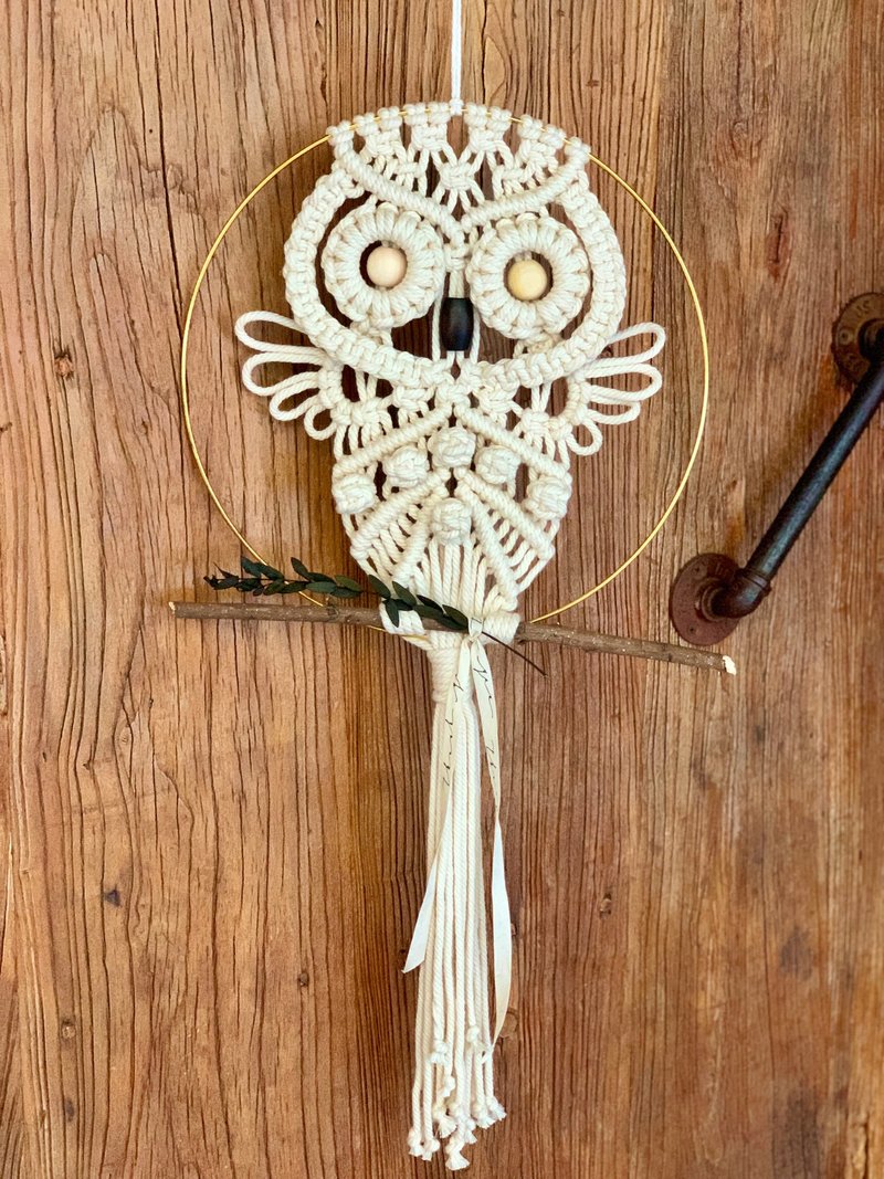 【Macrame手工编织 猫头鹰壁挂 I 挂饰】波西米亚风格 美化墙面 - 墙贴/壁贴 - 棉．麻 白色