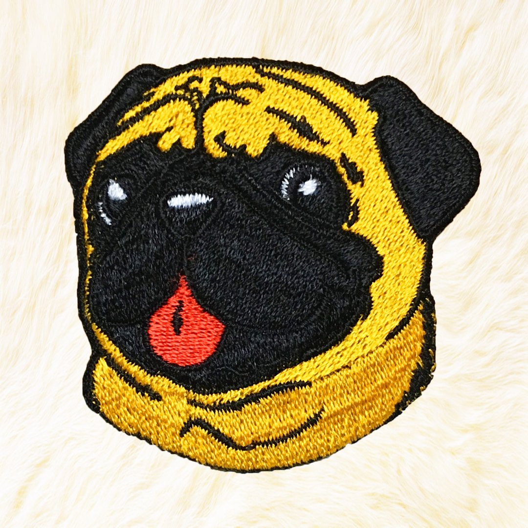 Pug Dog Iron on Patch Buy 3 Get 1 Free - 编织/刺绣/羊毛毡/裁缝 - 绣线 咖啡色