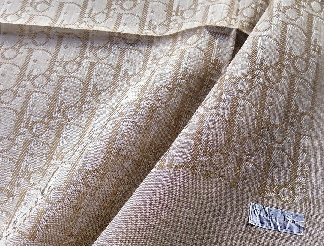 Christian Dior Vintage Handkerchief Monogram Brown 19.5 x 19 inches - 手帕/方巾 - 棉 卡其色